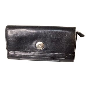 Hype‎ Black Leather Wallet Clutch Snap Closure Card Holder Organizer EUC